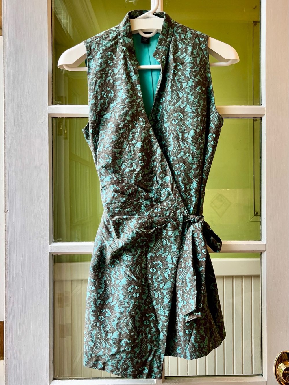 Valerie Stevens Teal & Black Lace-Print Top